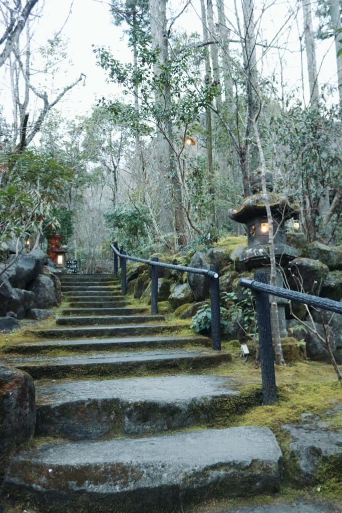 L’entrée du ryokan Tensui à Hita, Oita, Japon