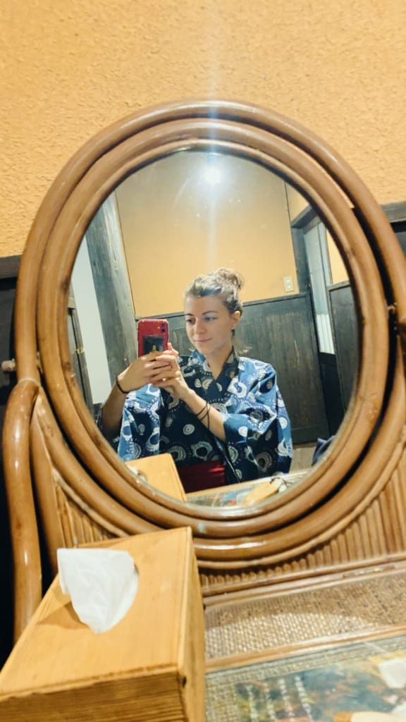 Photo de moi face au miroir du onsen public